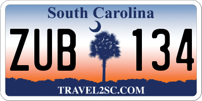 SC license plate ZUB134