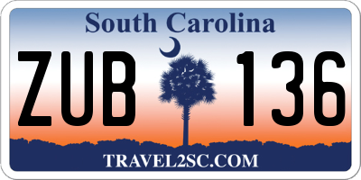 SC license plate ZUB136
