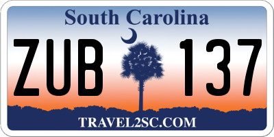 SC license plate ZUB137
