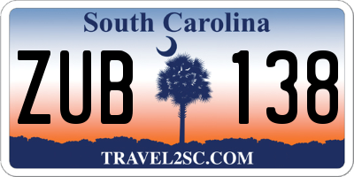 SC license plate ZUB138