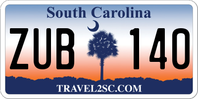 SC license plate ZUB140