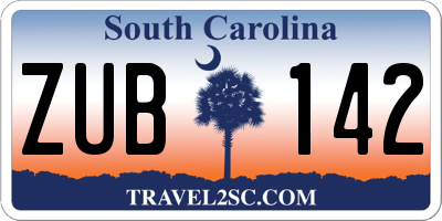 SC license plate ZUB142