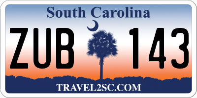 SC license plate ZUB143