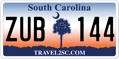 SC license plate ZUB144