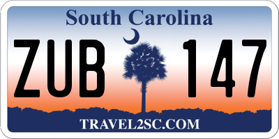 SC license plate ZUB147