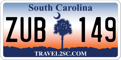 SC license plate ZUB149