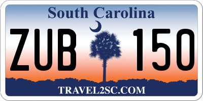 SC license plate ZUB150