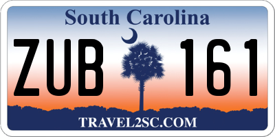 SC license plate ZUB161
