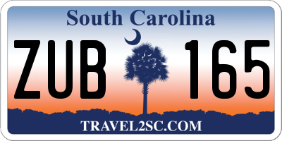 SC license plate ZUB165