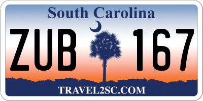 SC license plate ZUB167