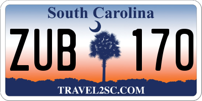 SC license plate ZUB170
