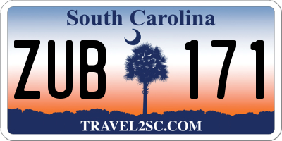 SC license plate ZUB171