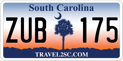 SC license plate ZUB175