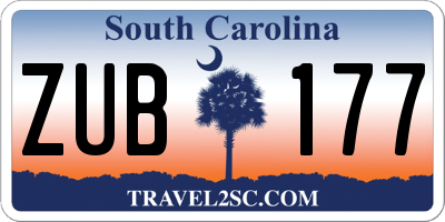 SC license plate ZUB177