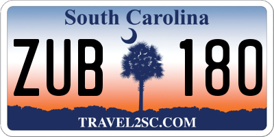 SC license plate ZUB180