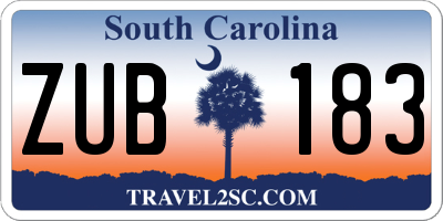 SC license plate ZUB183