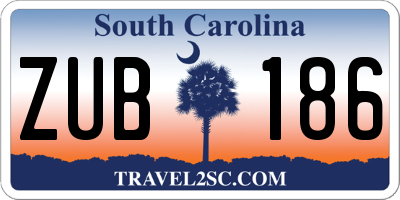 SC license plate ZUB186
