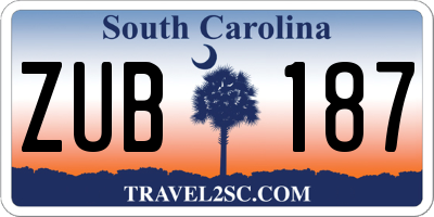 SC license plate ZUB187