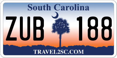 SC license plate ZUB188