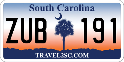 SC license plate ZUB191