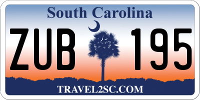 SC license plate ZUB195
