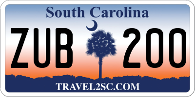 SC license plate ZUB200