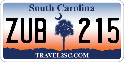 SC license plate ZUB215