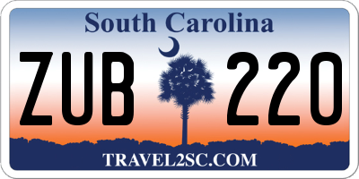 SC license plate ZUB220