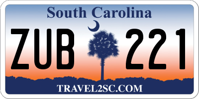 SC license plate ZUB221