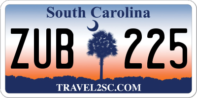 SC license plate ZUB225