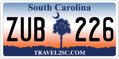 SC license plate ZUB226