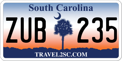 SC license plate ZUB235
