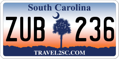 SC license plate ZUB236