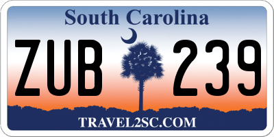 SC license plate ZUB239