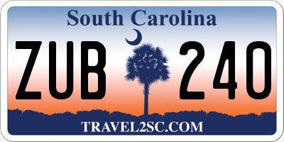 SC license plate ZUB240