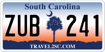 SC license plate ZUB241