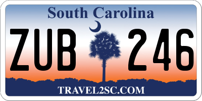 SC license plate ZUB246