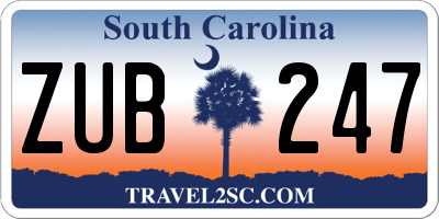 SC license plate ZUB247