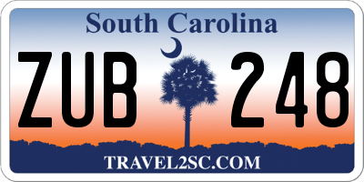 SC license plate ZUB248