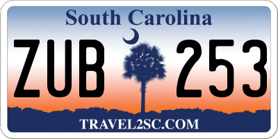 SC license plate ZUB253