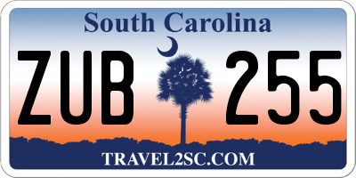 SC license plate ZUB255