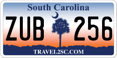 SC license plate ZUB256