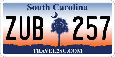 SC license plate ZUB257
