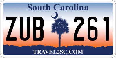 SC license plate ZUB261
