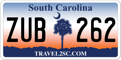 SC license plate ZUB262