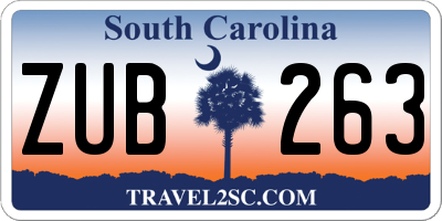 SC license plate ZUB263