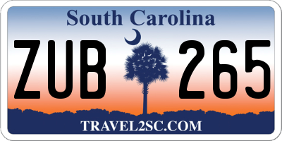 SC license plate ZUB265