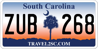 SC license plate ZUB268