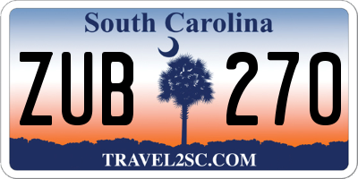 SC license plate ZUB270