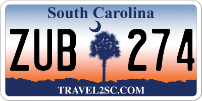 SC license plate ZUB274
